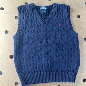 Ralph Lauren Cable Cotton Sleeveless Sweater Cardigan sz 6 boys